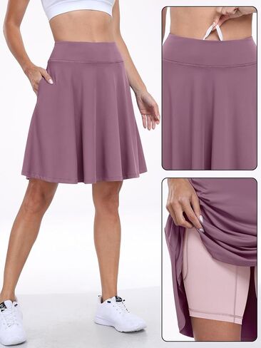 ANRABESS Knee Length Skorts Skirts for Women 2024 Summer High Waisted Golf Tennis Skirt Casual Travel Built-in Shorts Clothes in Saudi Arabia