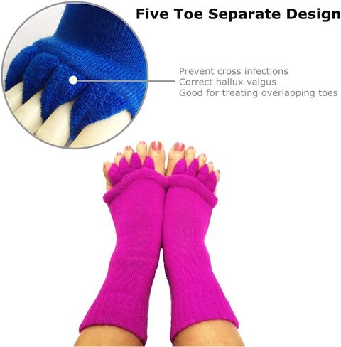 جوارب ريتشتوب لفصل أصابع القدم، 3 أزواج من جوارب محاذاة القدم لليوجا والجيم والتدليك بدون أصابع، وتخفيف الألم وتحسين الدورة الدموية، جوارب قدم سعيدة قابلة للتمدد للنساء والرجال in Kuwait