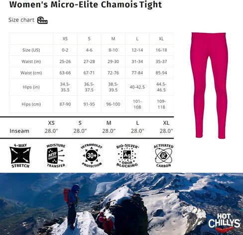 Hot Chillys Women's Micro-Elite Chamois Ankle Tights | Midweight Warm Quick-Drying Body Fit Long Thermal Underwear Bottoms in Saudi Arabia