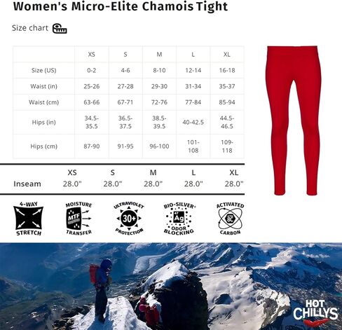 Hot Chillys Women's Micro-Elite Chamois Ankle Tights | Midweight Warm Quick-Drying Body Fit Long Thermal Underwear Bottoms in Saudi Arabia