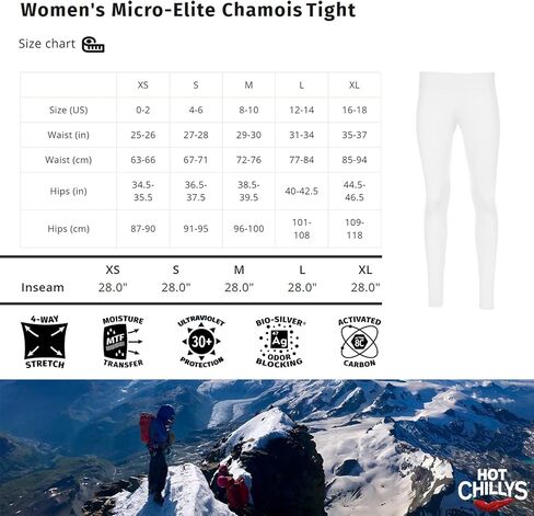 Hot Chillys Women's Micro-Elite Chamois Ankle Tights | Midweight Warm Quick-Drying Body Fit Long Thermal Underwear Bottoms in Saudi Arabia