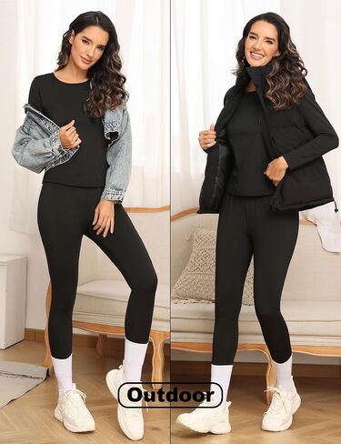 Winvote Thermal Underwear for Women Set Long Johns Fleece Lined Soft Cold Weather Warm Base Layer Winter Pajamas Top Bottom in Saudi Arabia