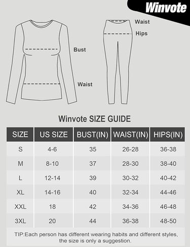 Winvote Thermal Underwear for Women Set Long Johns Fleece Lined Soft Cold Weather Warm Base Layer Winter Pajamas Top Bottom in Saudi Arabia