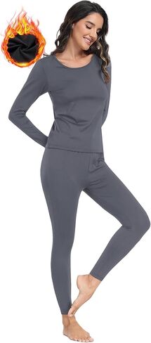 Winvote Thermal Underwear for Women Set Long Johns Fleece Lined Soft Cold Weather Warm Base Layer Winter Pajamas Top Bottom in Saudi Arabia