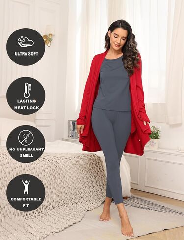 Winvote Thermal Underwear for Women Set Long Johns Fleece Lined Soft Cold Weather Warm Base Layer Winter Pajamas Top Bottom in Saudi Arabia