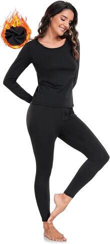 Winvote Thermal Underwear for Women Set Long Johns Fleece Lined Soft Cold Weather Warm Base Layer Winter Pajamas Top Bottom in Saudi Arabia