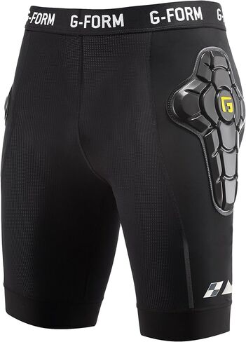 G-Form EX-1 Bike Short Liner - Padded Compression Shorts for Men - Protective Bike Shorts for BMX and Snowboarding - Black/Yellow, Youth Small/Medium in Saudi Arabia