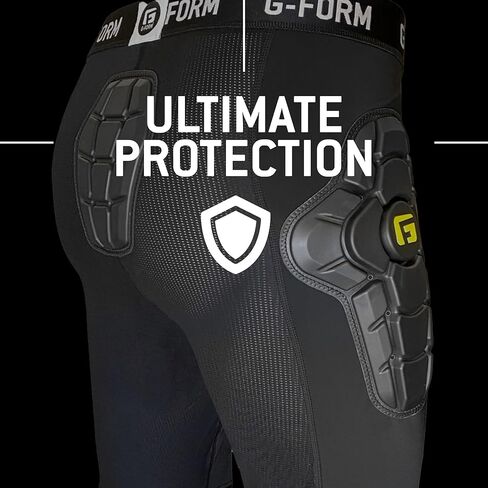 G-Form EX-1 Bike Short Liner - Padded Compression Shorts for Men - Protective Bike Shorts for BMX and Snowboarding - Black/Yellow, Youth Small/Medium in Saudi Arabia