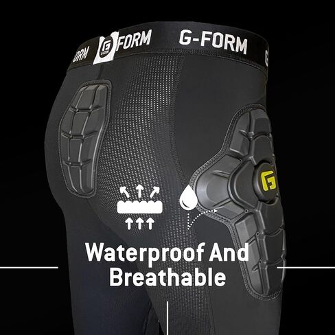 G-Form EX-1 Bike Short Liner - Padded Compression Shorts for Men - Protective Bike Shorts for BMX and Snowboarding - Black/Yellow, Youth Small/Medium in Saudi Arabia