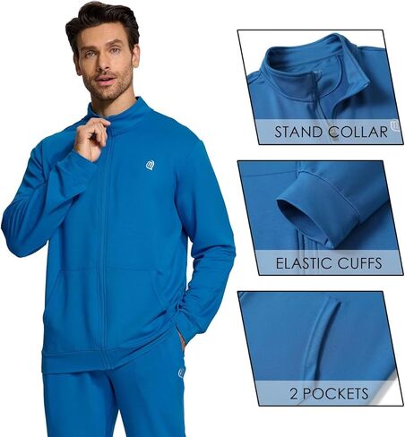 سويت شيرت VEBOON للرجال بسحاب كامل، رقبة وهمية، سترات خفيفة الوزن، سويت شيرت أساسي للجري، سترة عادية عادية مع جيب in Kuwait