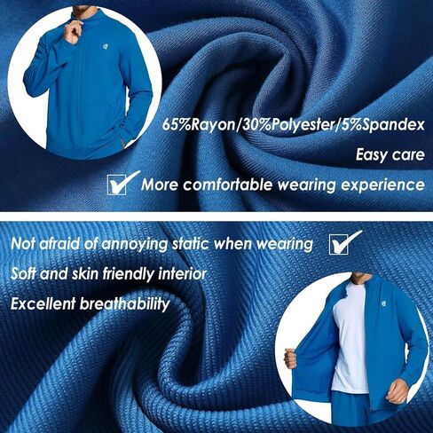 سويت شيرت VEBOON للرجال بسحاب كامل، رقبة وهمية، سترات خفيفة الوزن، سويت شيرت أساسي للجري، سترة عادية عادية مع جيب in Kuwait