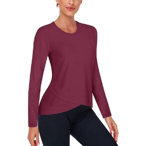 LURANEE Women's Long Sleeve Workout Tops Cross Hem Quick Dry Athletic Running Yoga T-Shirts