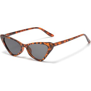 JieJieko Retro Narrow Cat Eye Sunglasses for Women Vintage Style Women Sunglasses Plastic Frame