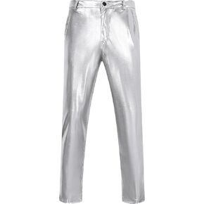 TURETRENDY Mens Metallic Pants Shiny Sequins Straight Leg Trousers Disco Nightclub Party Dance 70s in Saudi Arabia