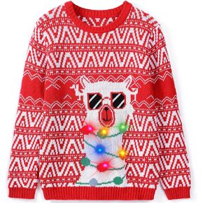 MERIABNY Light up Christmas Sweater for Kids Ugly Sweater Funny Holiday Pullover Knitwear for Aged 6-13 in Kuwait