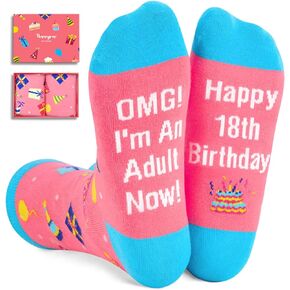 HAPPYPOP Cool Birthday Gifts for 18 Year Old Boys Girls Gifts for 18 Year Old Male, 18th Birthday Gifts, Funny Crazy Socks for Teens
