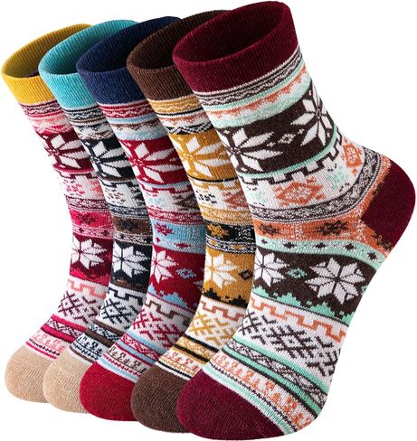 جوارب صوفية للسيدات من Loiyadn - 5 أزواج من الجوارب النسائية السميكة الناعمة، جوارب شتوية للنساء والرجال، جوارب حرارية للنساء in Kuwait