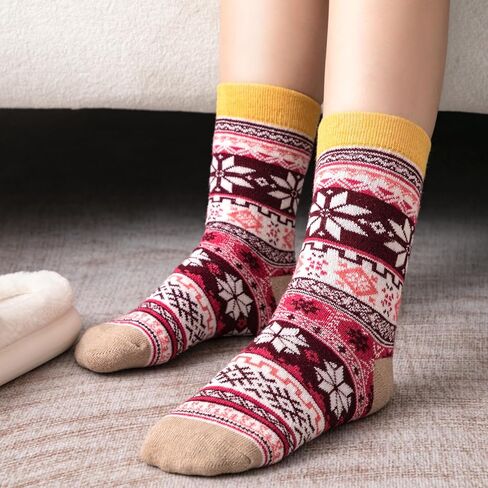 جوارب صوفية للسيدات من Loiyadn - 5 أزواج من الجوارب النسائية السميكة الناعمة، جوارب شتوية للنساء والرجال، جوارب حرارية للنساء in Kuwait