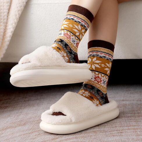 جوارب صوفية للسيدات من Loiyadn - 5 أزواج من الجوارب النسائية السميكة الناعمة، جوارب شتوية للنساء والرجال، جوارب حرارية للنساء in Kuwait
