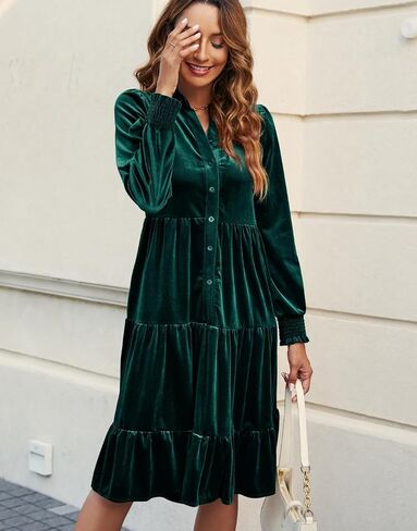 فستان Kedera المخملي الأنيق للسيدات برقبة على شكل V متدرج بيبي دول Aline Flowy فساتين وصيفة العروس الرسمية لحفلات الزفاف in Saudi Arabia