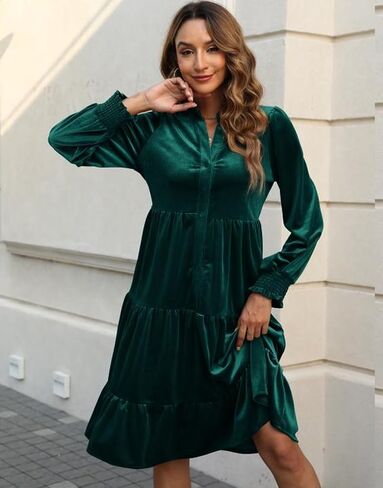 فستان Kedera المخملي الأنيق للسيدات برقبة على شكل V متدرج بيبي دول Aline Flowy فساتين وصيفة العروس الرسمية لحفلات الزفاف in Saudi Arabia