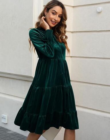 فستان Kedera المخملي الأنيق للسيدات برقبة على شكل V متدرج بيبي دول Aline Flowy فساتين وصيفة العروس الرسمية لحفلات الزفاف in Saudi Arabia