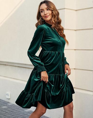 فستان Kedera المخملي الأنيق للسيدات برقبة على شكل V متدرج بيبي دول Aline Flowy فساتين وصيفة العروس الرسمية لحفلات الزفاف in Saudi Arabia