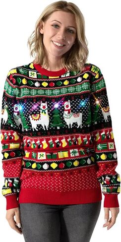 LED Ugly Christmas Sweater for Women, Unisex Men Xmas Pullover with Light for Party Festive in Saudi Arabia