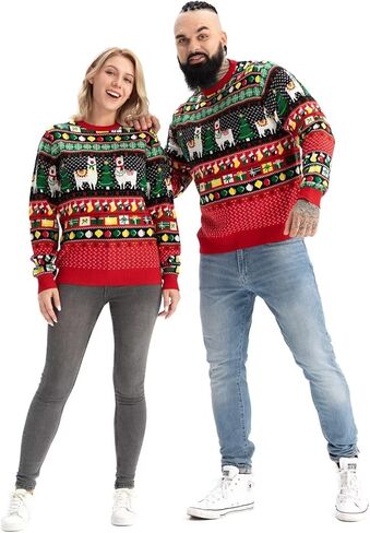 LED Ugly Christmas Sweater for Women, Unisex Men Xmas Pullover with Light for Party Festive in Saudi Arabia