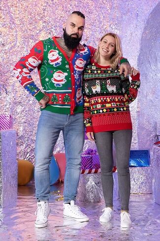 LED Ugly Christmas Sweater for Women, Unisex Men Xmas Pullover with Light for Party Festive in Saudi Arabia