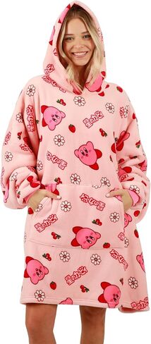 Bioworld Adult Unisex Kirby Oversized Hoodie Blanket Wearable Blanket-OSFA Pink in Saudi Arabia