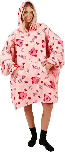 Bioworld Adult Unisex Kirby Oversized Hoodie Blanket Wearable Blanket-OSFA Pink in Saudi Arabia