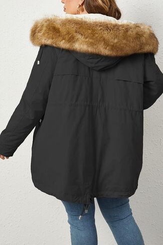 Geschallino Women's Plus Size 3-in-1 Parka Coat Zip Detachable Warm Fleece Lined Outwear with Waist Drawstring (1X-5X) in Kuwait