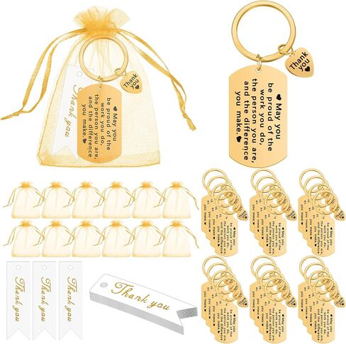 72 Pcs Employee Appreciation Gift Bulk for Coworker Thank You Gifts Keychains with Organza Bags Thank You Cards Gift for Men in Saudi Arabia