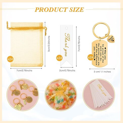72 Pcs Employee Appreciation Gift Bulk for Coworker Thank You Gifts Keychains with Organza Bags Thank You Cards Gift for Men in Saudi Arabia