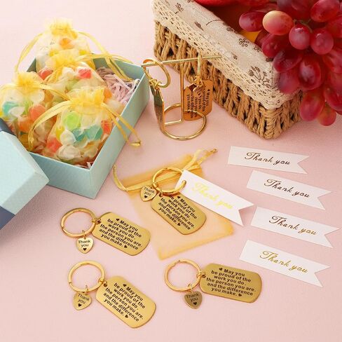 72 Pcs Employee Appreciation Gift Bulk for Coworker Thank You Gifts Keychains with Organza Bags Thank You Cards Gift for Men in Saudi Arabia