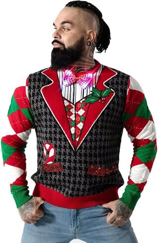 LED Ugly Christmas Sweater for Men, Unisex Women Xmas Pullover with Light for Party Festive in Saudi Arabia