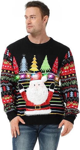 LED Ugly Christmas Sweater for Men, Unisex Women Xmas Pullover with Light for Party Festive in Kuwait