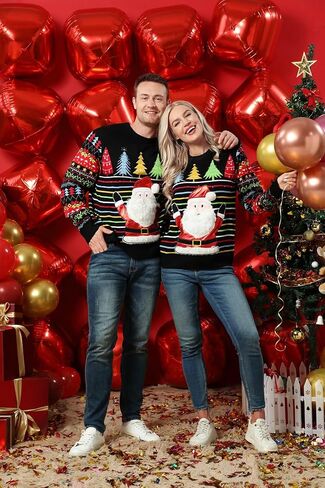 LED Ugly Christmas Sweater for Men, Unisex Women Xmas Pullover with Light for Party Festive in Kuwait