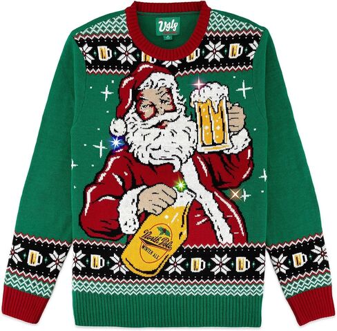 شركة The Ugly Sweater Co. تضيء سترة عيد الميلاد القبيحة بمصابيح LED - تصميمات سترة قبيحة ملائمة تمامًا، تضيء بالحركة. in Kuwait