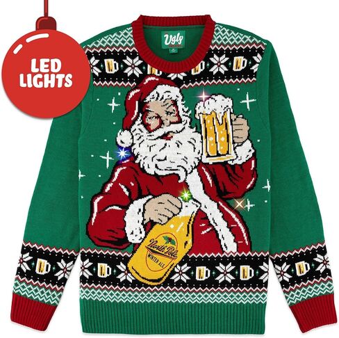 شركة The Ugly Sweater Co. تضيء سترة عيد الميلاد القبيحة بمصابيح LED - تصميمات سترة قبيحة ملائمة تمامًا، تضيء بالحركة. in Kuwait