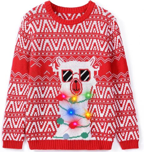 MERIABNY Light up Christmas Sweater for Kids Ugly Sweater Funny Holiday Pullover Knitwear for Aged 6-13 in Kuwait