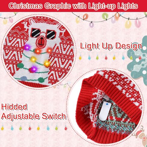 MERIABNY Light up Christmas Sweater for Kids Ugly Sweater Funny Holiday Pullover Knitwear for Aged 6-13 in Kuwait