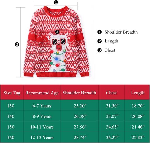MERIABNY Light up Christmas Sweater for Kids Ugly Sweater Funny Holiday Pullover Knitwear for Aged 6-13 in Kuwait