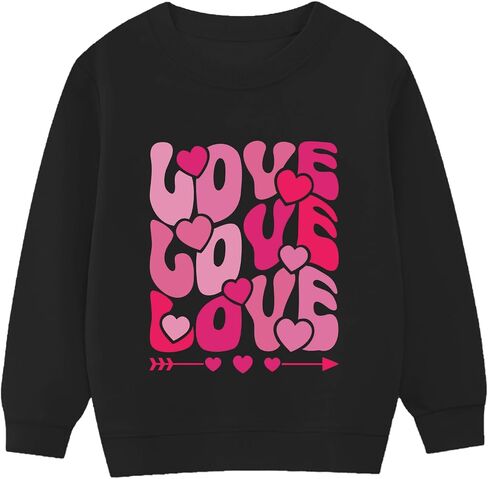 Goengmo Girl Boy Valentine Sweatshirts Love Print Shirts Long Sleeve Kids Hearts Tops 2-12 Years in Saudi Arabia