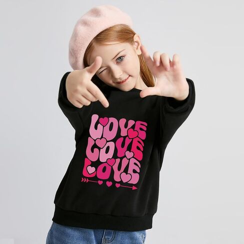 Goengmo Girl Boy Valentine Sweatshirts Love Print Shirts Long Sleeve Kids Hearts Tops 2-12 Years in Saudi Arabia