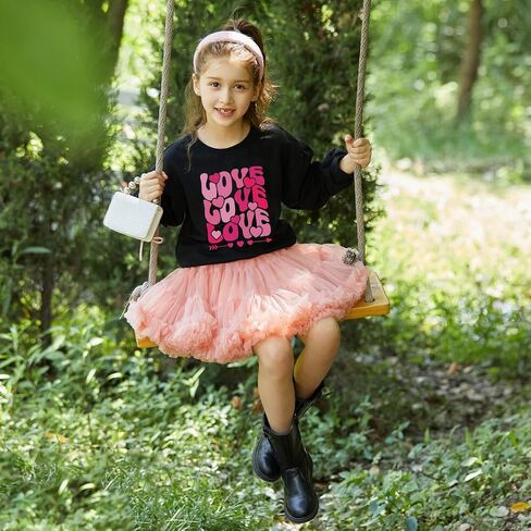 Goengmo Girl Boy Valentine Sweatshirts Love Print Shirts Long Sleeve Kids Hearts Tops 2-12 Years in Saudi Arabia