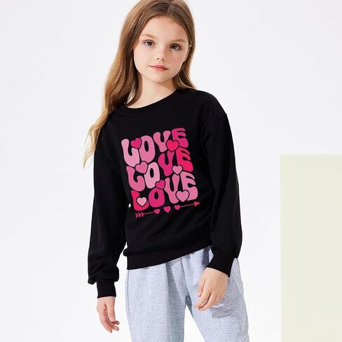 Goengmo Girl Boy Valentine Sweatshirts Love Print Shirts Long Sleeve Kids Hearts Tops 2-12 Years in Saudi Arabia