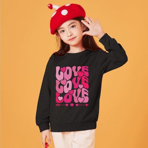 Goengmo Girl Boy Valentine Sweatshirts Love Print Shirts Long Sleeve Kids Hearts Tops 2-12 Years in Saudi Arabia