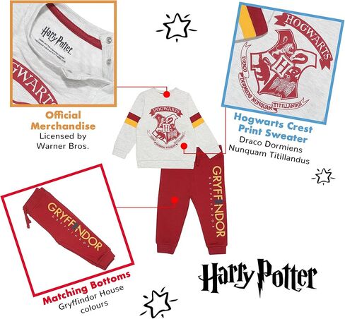 Harry Potter Hogwarts Crest Sweat and Joggers Set, Kids, 1-3 Years, Grey, Official Merchandise in Kuwait